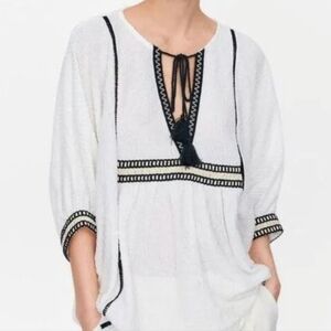 Zara boho blouse cords tassels
